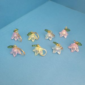 Lily Flower Acrylic Gold Leverback Pierced Earrings - Choose Color