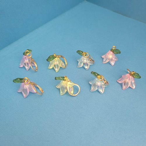 Lily Flower Acrylic Gold Leverback Pierced Earrings - Choose Color