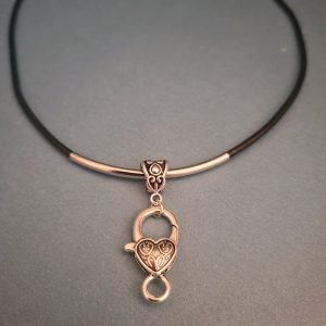 All Choked Up - 16.5 Inch Heart Leather Choker Toggle Closure