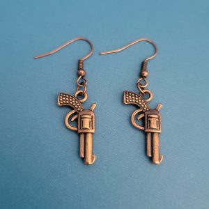 Red Copper Color Six Shooter Pierced Earrings