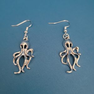 Large Octopus Earrings - 925 Sterling Silver Setting