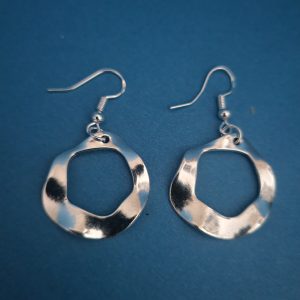 Mirror Hoop Silver Color Earrings - 925 Sterling Silver Setting