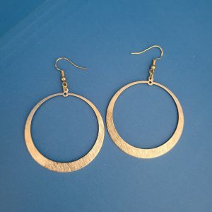 Large Textured Brass Hoop Earrings - Hypoallergenic