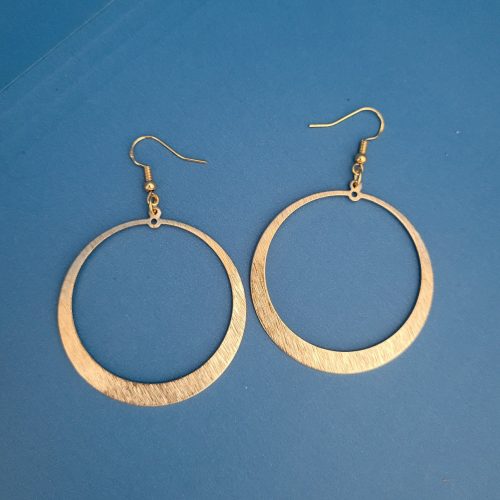 Large Textured Brass Hoop Earrings - Hypoallergenic