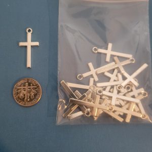 Closeout - Bright Silver Color Cross Charms (20)