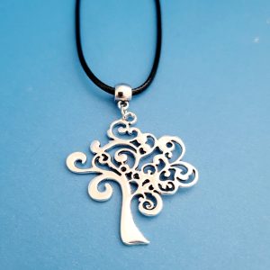 18 Inch Black Leather Cord Necklace With Tree Of Life Pendant (1)