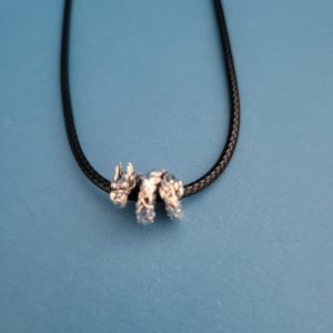 18 Inch Black Leather Cord Necklace With Silver Serpent