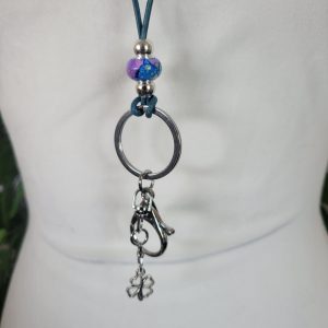 Made In USA - Lanyard Magnetic Clasp And Distressed Blue Leather Cord