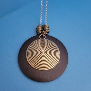 Espresso BOHO Wood Necklace Stainless Steel Chain Toggle Clasp (1)