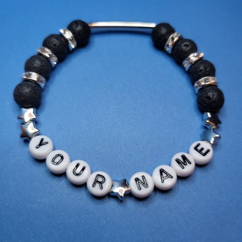 Your Name Your Phrase Stretch Lava Rock Diffuser Bracelet