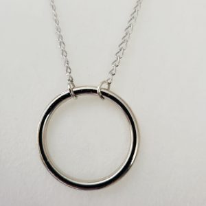 Stainless Steel O-Ring Necklace With Heart Locket Clasp