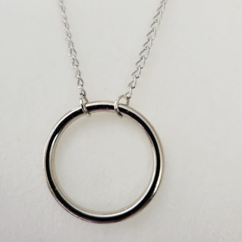 Stainless Steel O-Ring Necklace With Heart Locket Clasp