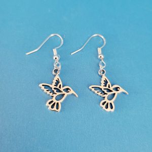 Hummingbird Melody Charm Pierced Earrings - 925 Sterling Silver Setting