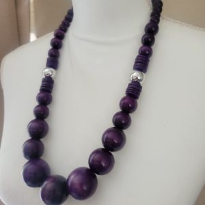 Vintage Estate Hello Mrs. Roper - Purple Wooden Necklace