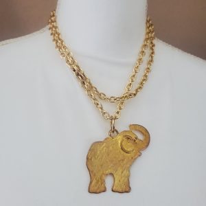 Vintage Estate Golden Elephant Pendant Necklace