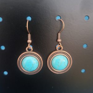 Estate - Red Copper Turquoise Color Earrings