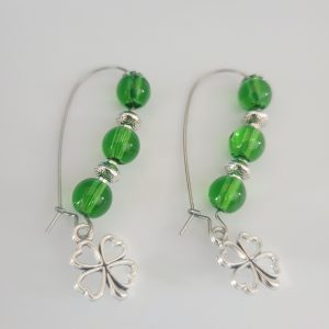 Get Lucky - Emerald Green Glass Four Leaf Clover Earrings