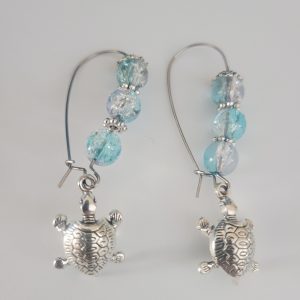 Turtle Tide Treasure Aqua Blue Earrings