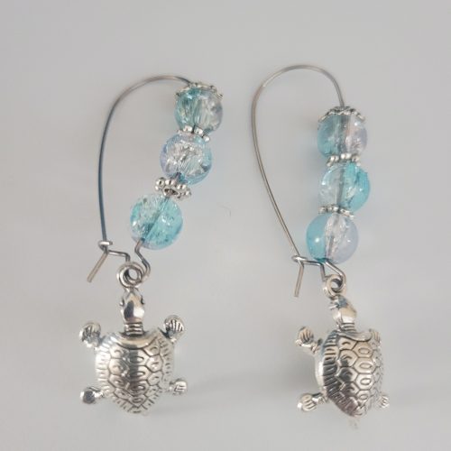 Turtle Tide Treasure Aqua Blue Earrings