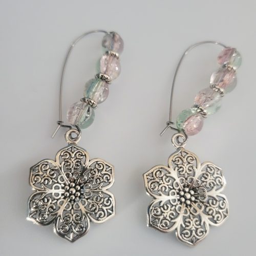 Big Bold And Beautiful - Radiant Floral Glass Drop Earrings