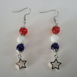 Perfectly Patriotic - Red White And Blue Bead Earrings