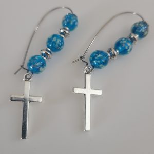 Sacred Blue Firefly Glass Faith Earrings Glow In The Dark