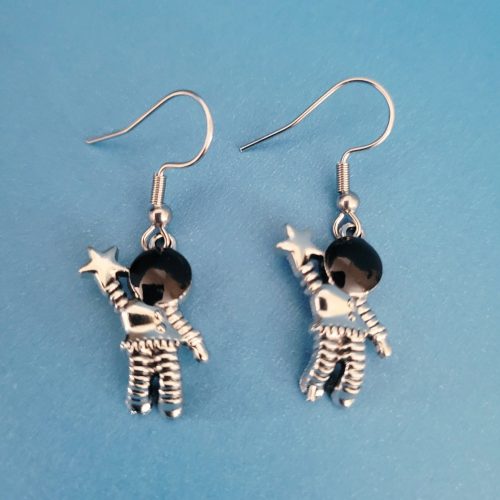 Reach For The Stars Silver And Black Charm Earrings