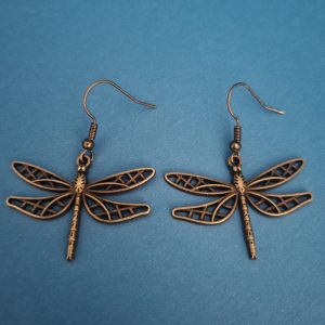 Fancy Filigree Bronze Dragonfly Earrings