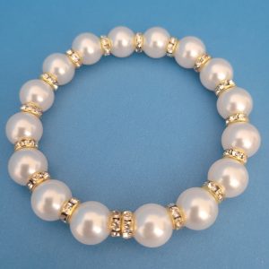 Vintage - Upcycled XL Ladies Luminous Pearly Stretch Bracelet