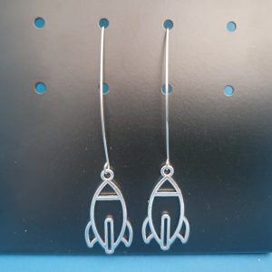 Space Odyssey Long Drop Stainless Steel Space Rocket Earrings