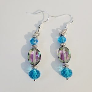 Crystal Blue Persuasion Earrings With 925 Sterling Silver Hooks
