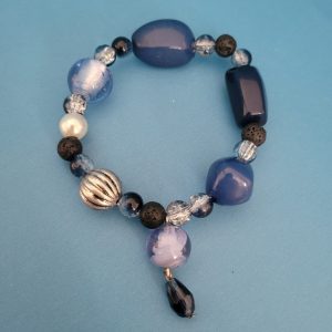 Vintage Upcycled Chunky Monkey Blue And Silver Bracelet