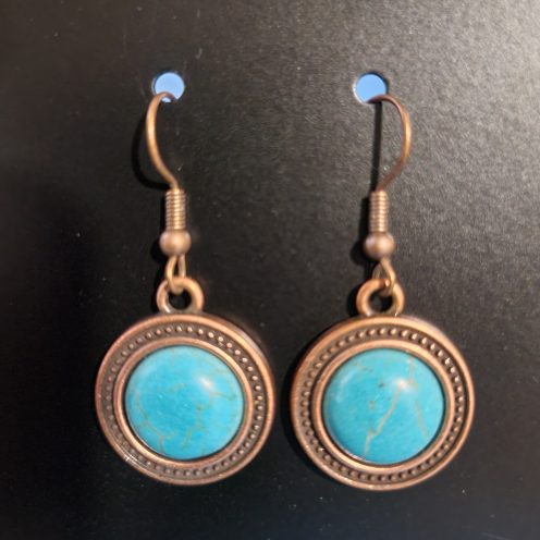 Vintage - Turquoise Roman Bronzed Halo Earrings