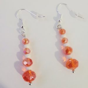 Dreamsicle Orange And White Acrylic Bead Earrings