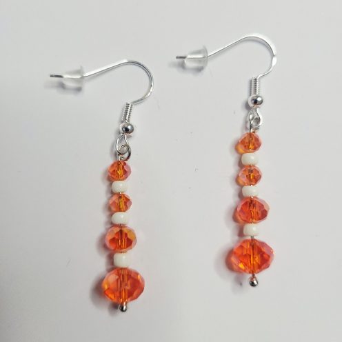 Dreamsicle Orange And White Acrylic Bead Earrings