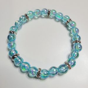 Brilliant AB Blue Translucent Stretch Bracelet With Sparkly Rhinestones