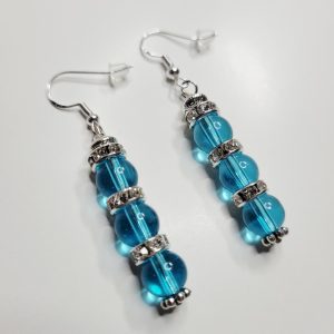 Brilliant Crystal Clear Aqua Blue Glass Bead Earrings