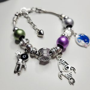 Pandora Style Charm Bracelet - Space Rockets And Astronaut Charms