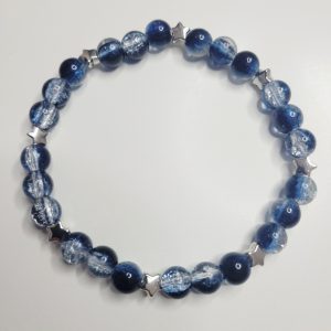 Mens Midnight Blue Crackle Glass Stretch Bracelet