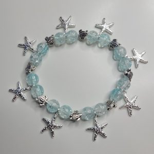 Shiny Starfish And Deep Sea Turtle Stretch Charm Bracelet