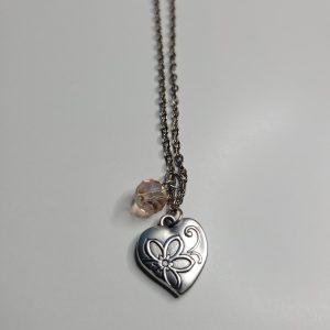 Vintage Estate Heart Flower Pendant Necklace