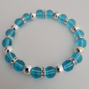Brilliant Crystal Clear Aqua Blue Glass Bead Stretch Bracelet