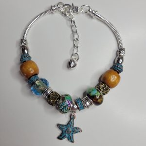 Pandora Style Premium Charm Bracelet Wood Copper Glass L/XL