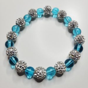Super Bling Aqua Blue And Glitter Sphere Stretch Bracelet