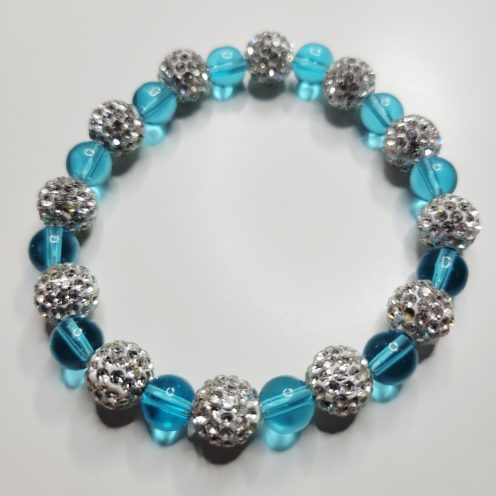 Super Bling Aqua Blue And Glitter Sphere Stretch Bracelet