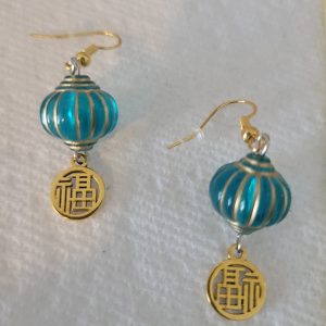 Chinese Lantern Good Health Charm Green Blue And Gold