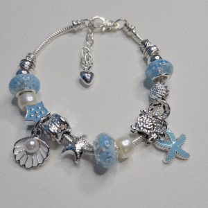 Pandora Style Charm Bracelet Glittery Ocean - L/XL