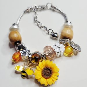 Pandora Style Charm Bracelet Sunflower Power