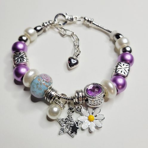 Pandora Style Charm Bracelet Premium Purple Passion