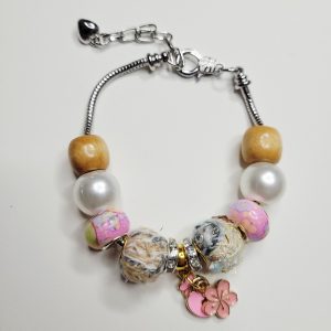Pandora Style Charm Bracelet With Korean Yarn Charm Beads S/M
